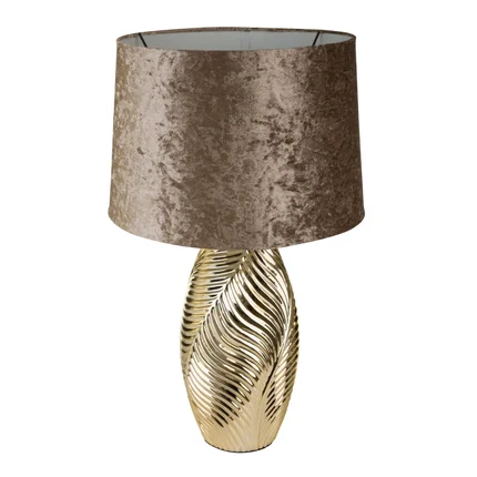 Lampka SENA na ceramicznej podstawie z welwetowym abażurem złota Lampka SENA na ceramicznej podstawie z welwetowym abażurem złota - ∅ 19 x 64 cm