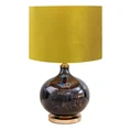 Lampa stołowa KATIE na szklanej podstawie z przecieranego szkła czarno-złota z welwetowym złotym abażurem - ∅ 40 x 62 cm - musztardowy 3