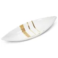 Patera ceramiczna w kształcie łódeczki biało-złota - 40 x 14 x 7 cm - biały 3