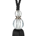 Dekoracyjny sznur IZA do upięć z chwostem z kryształem, styl glamour - 74 x 35 cm - czarny 3
