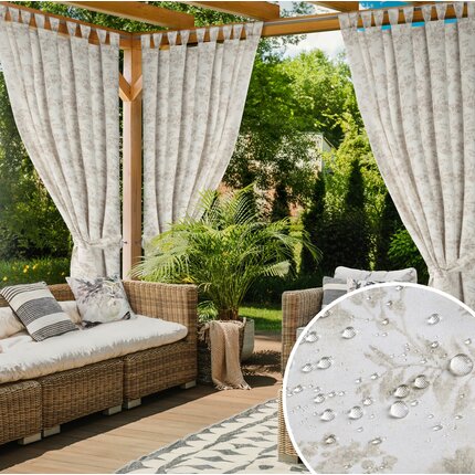 Zasłona kremowo, pudrowa z wodoodpornej tkaniny idealna do ogrodu i na taras 155x220 cm szelki/rzep GARDEN 155 x 220 cm kremowy,pudrowy szelki/rzepy | Eurofirany