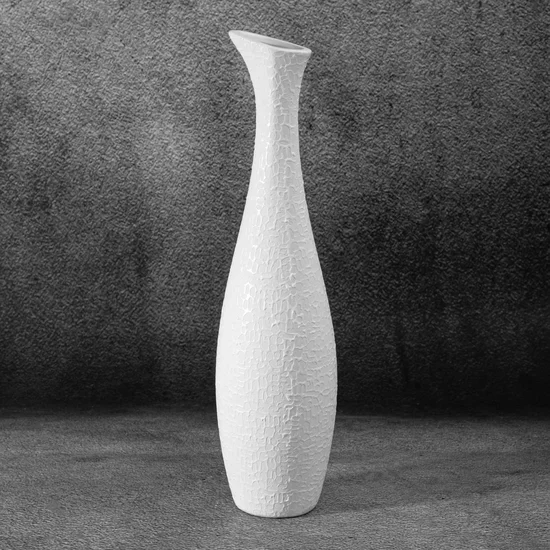 Wazon ceramiczny RISO z drobnym wzorem - ∅ 15 x 60 cm - biały