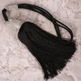 Dekoracyjny sznur do upięć z chwostem dekorowany kryształkami glamour - 70 cm - czarny 1
