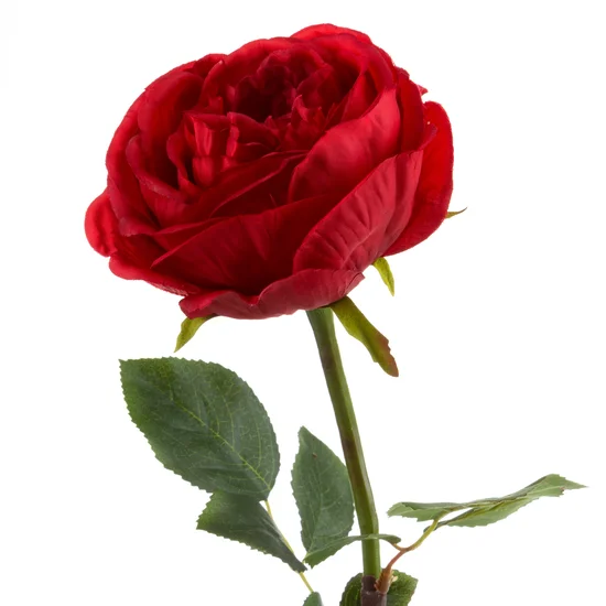 RÓŻA kwiat sztuczny dekoracyjny z płatkami z jedwabistej tkaniny - ∅ 12 x 68 cm - czerwony
