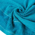 Ręcznik z welurową bordiurą przetykaną błyszczącą nicią - 70 x 140 cm - turkusowy 5