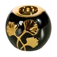 Świecznik ceramiczny  BILOBA w kształcie liści miłorzębu złoty - 12 x 10 x 10 cm - czarny 1