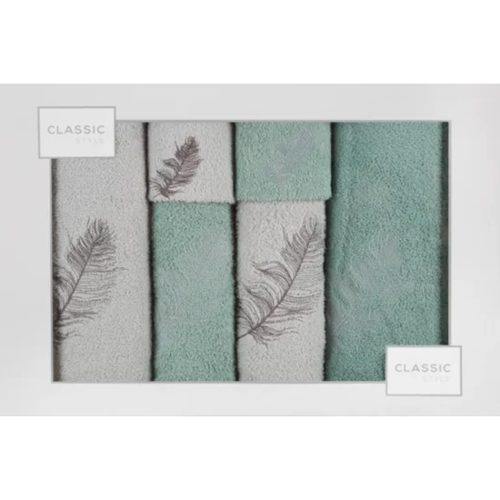 Komplet ręczników NADIA z haftem w kartonowym opakowaniu - 53 x 37 x 11 cm - srebrny