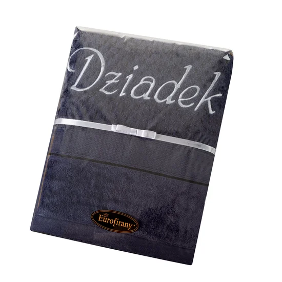 Zestaw prezentowy - ręcznik z haftem DZIADEK - 25 x 25 x 7 cm - granatowy