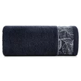 Ręcznik AGIS z żakardową bordiurą z motywem liści, ZERO TWIST - 50 x 90 cm - granatowy 3