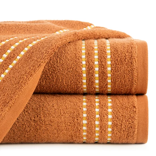 Ręcznik bawełniany FIORE z ozdobnym stebnowaniem - 50 x 90 cm - pomarańczowy