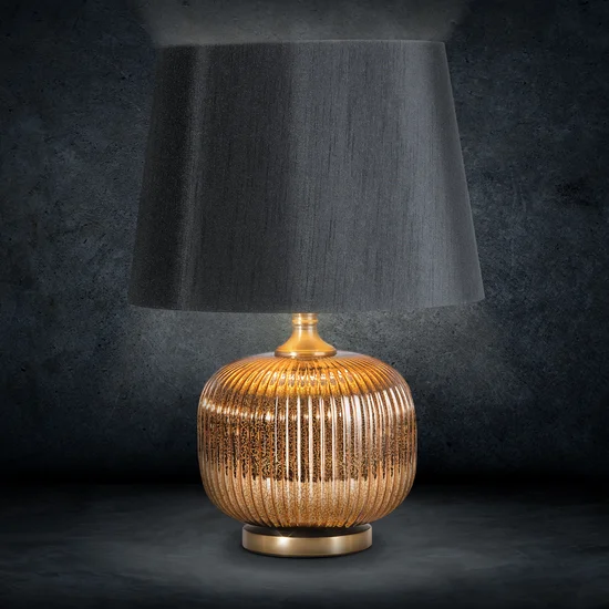Lampa dekoracyjna z welwetowym abażurem - ∅ 32 x 57 cm - brązowy
