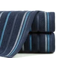 Ręcznik LIVIA  z kolorowymi paskami tkanymi we wzór jodełki - 30 x 50 cm - granatowy 1
