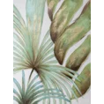 Obraz NATURA ręcznie malowany na płótnie, egzotyczne zielone liście ze złotymi akcentami - 60 x 80 cm - zielony 1