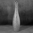 Wazon ceramiczny RISO z drobnym błyszczącym wzorem - ∅ 15 x 60 cm - srebrny 1