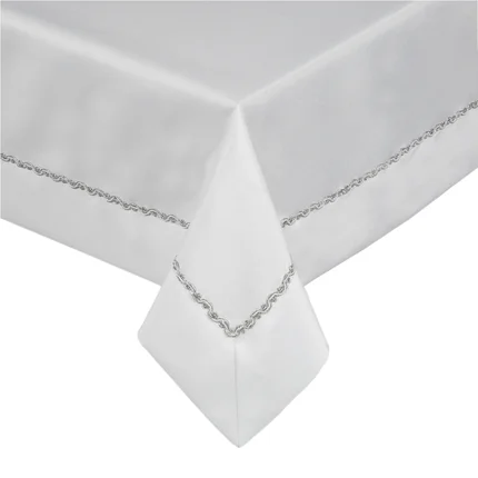 DIVA LINE Obrus zdobiony elegancką listwą oraz srebrną lamówką w eleganckim opakowaniu DIVA LINE Obrus zdobiony elegancką listwą oraz srebrną lamówką w eleganckim opakowaniu - 145 x 400 cm