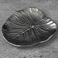 Patera ceramiczna KALINA w formie liścia z wytłoczeniami - 16 x 16 x 2 cm - srebrny 1