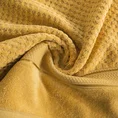Puszysty ręcznik JESSI z fakturą wytłaczanej krateczki i welurową bordiurą - 50 x 90 cm - musztardowy 5