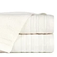 Ręcznik z welurową bordiurą przetykaną błyszczącą nicią - 70 x 140 cm - kremowy 1