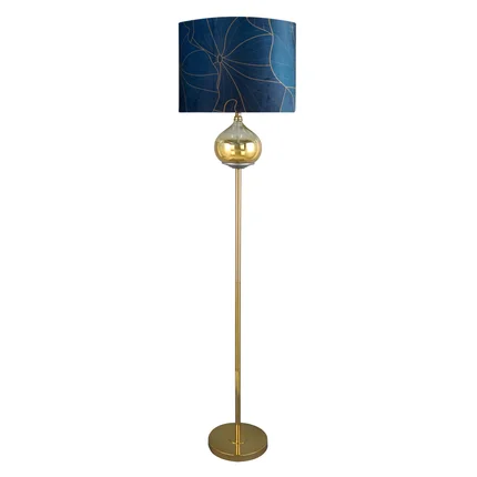 LIMITED COLLECTION Lampa stojąca LOTOS 2 ze szklaną ozdobą z efektem ombre i welwetowym abażurem HARMONIA TURKUSU LIMITED COLLECTION Lampa stojąca LOTOS 2 ze szklaną ozdobą z efektem ombre i welwetowym abażurem HARMONIA TURKUSU - ∅ 43 x 157 cm