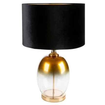 Lampa stołowa KAJA z transparentnego cieniowanego szkła z błyszczącym welwetowym abażurem Lampa stołowa KAJA z transparentnego cieniowanego szkła z błyszczącym welwetowym abażurem - ∅ 40 x 70 cm