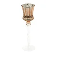 Świecznik bankietowy szklany CLARE na wysmukłej nóżce o marmurkowej strukturze - ∅ 10 x 35 cm - złoty 2