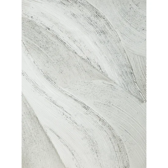 Obraz WAVES abstrakcyjny, ręcznie malowany na płótnie - 60 x 80 cm - biały