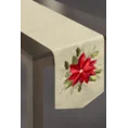 Szarfa świąteczna RICO z aplikacją z tasiemki w kształcie gwiazdy betlejemskiej - 33 x 180 cm - kremowy 1