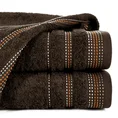 Ręcznik POLA z żakardową bordiurą zdobioną stebnowaniem - 70 x 140 cm - brązowy 1