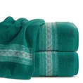 Ręcznik bawełniany MALIKA 70X140 cm z żakardową bordiurą ze wzorem podkreślonym błyszczącą nicią turkusowy - 70 x 140 cm - turkusowy 1