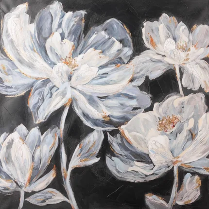 Obraz ANEMONE 1 ręcznie malowany na płótnie ze złotymi refleksami Obraz ANEMONE 1 ręcznie malowany na płótnie ze złotymi refleksami - 80 x 80 cm