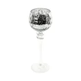 Świecznik szklany VENICE na wysmukłej nóżce ze srebrzystym kielichem o marmurkowej strukturze - ∅ 13 x 35 cm - biały 1