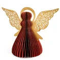 Figurka świąteczna ANIOŁ z złotymi ażurowymi skrzydłami w stylu eko - 15 x 30 x 24 cm - bordowy 2
