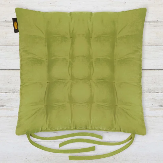 ADORE dwustronna welurowa poduszka siedziskowa na krzesło z szesnastoma pikowaniami, gramatura 195 g/m2 - 40x40x6 cm - jasnozielony