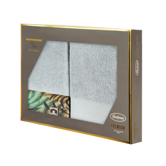 EWA MINGE Komplet ręczników COLLIN w eleganckim opakowaniu, idealne na prezent! - 2 szt. 50 x 90 cm - srebrny