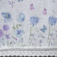 Zazdrostka z etaminy z nadrukiem letnich kwiatów i motyli i bawełnianą koronką - 150 x 60 cm - biały 6