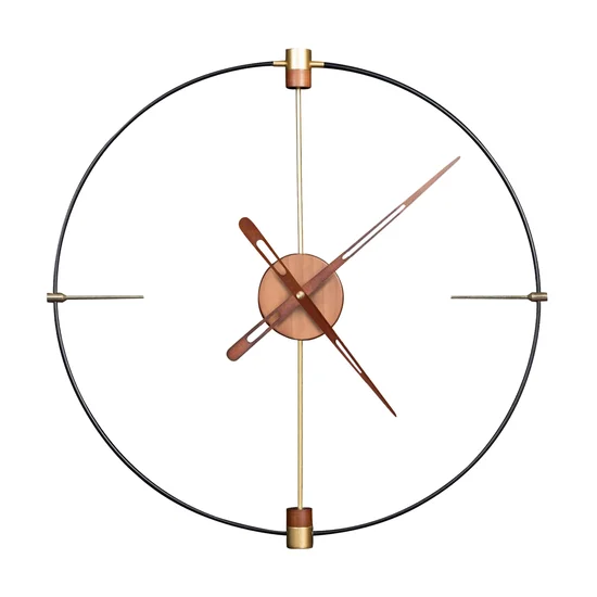 Dekoracyjny zegar ścienny z metalu w nowoczesnym minimalistycznym stylu - 60 x 5 x 60 cm - czarny