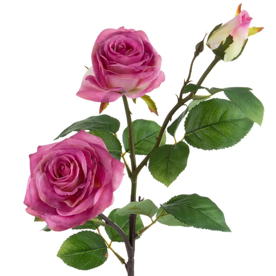 RÓŻA kwiat sztuczny dekoracyjny z płatkami z jedwabistej tkaniny - dł. 80 cm śr. kwiat 11 cm - różowy