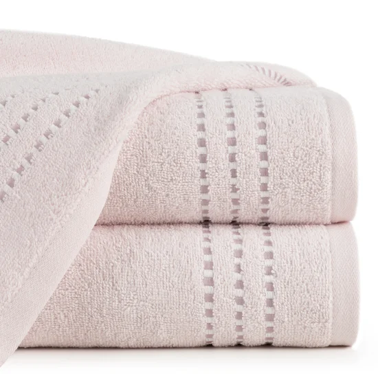 Ręcznik bawełniany FIORE z ozdobnym stebnowaniem - 50 x 90 cm - jasnoróżowy