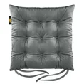 Dwustronna welwetowa poduszka siedziskowa na krzesło z dziewięcioma pikowaniami, gramatura 260 g/m2 - 40 x 40 x 6 cm - popielaty 2