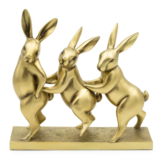 Figurka wielkanocna urocza rodzinka zajączków - 24 x 9 x 23 cm - złoty
