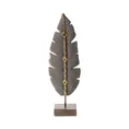 Egzotyczny liść figurka ceramiczna srebrno-złota - 8 x 5 x 30 cm - srebrny 2