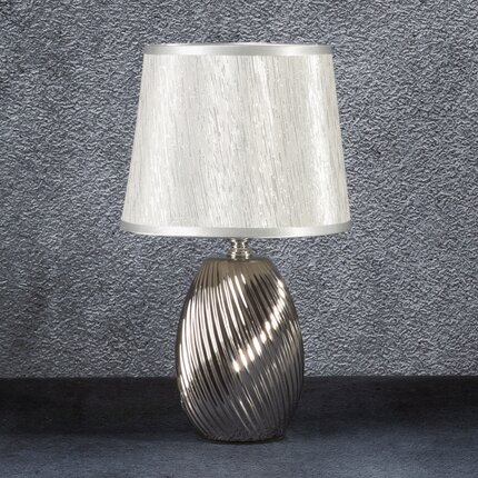 Lampka ceramiczna dekoracyjna JOLIE zdobiona wytłaczanym wzorem 20 x 20 x 28 cm biały,złoty