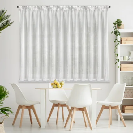 Firana gotowa SIBEL z srebrnym nadrukiem drobnych kwadracików Firana gotowa SIBEL z srebrnym nadrukiem drobnych kwadracików - 300 x 150 cm