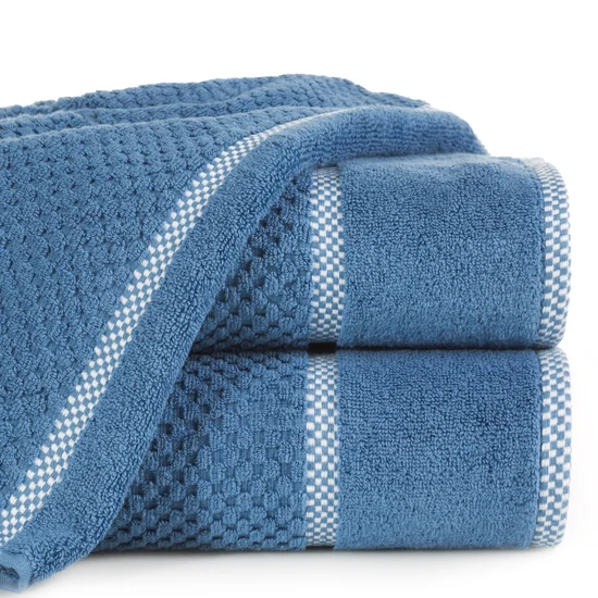 EUROFIRANY PREMIUM Ręcznik CALEB z bawełny frotte o strukturze drobnej krateczki - 50 x 90 cm - niebieski