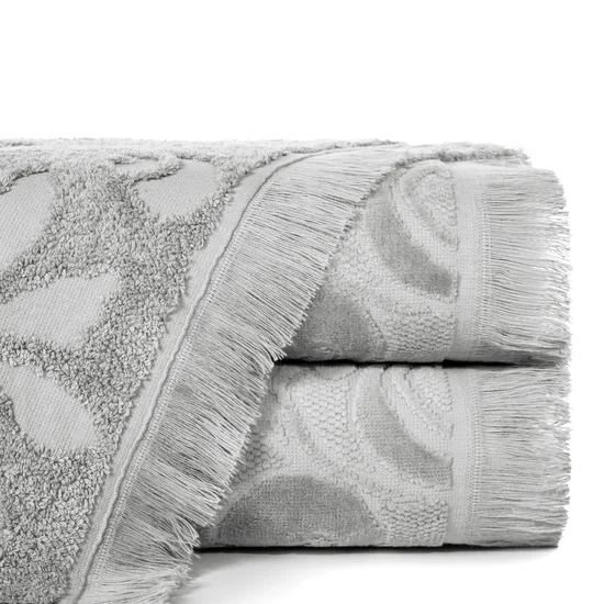 Ręcznik z żakardowym wzorem - 50 x 90 cm - srebrny