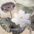 Zasłona LOTOS z miękkiego welwetu z nadrukiem kwiatów i liści lotosu z efektem 3D - 140 x 270 cm - beżowy 16
