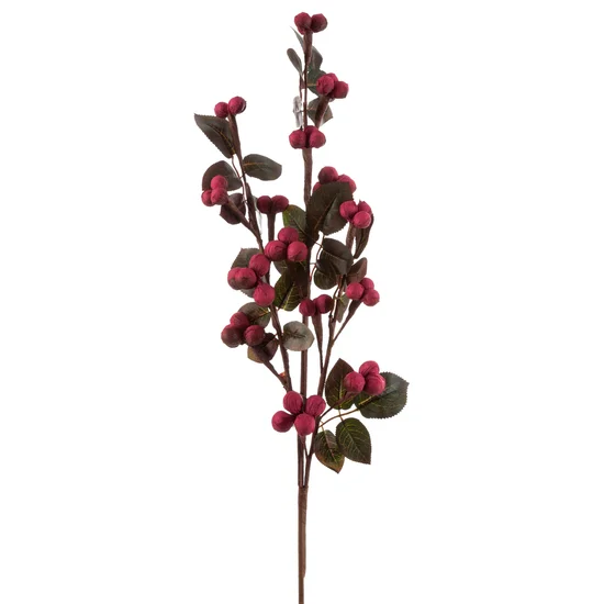 GAŁĄZKA OZDOBNA z jagodami, kwiat sztuczny dekoracyjny - 99 cm - bordowy