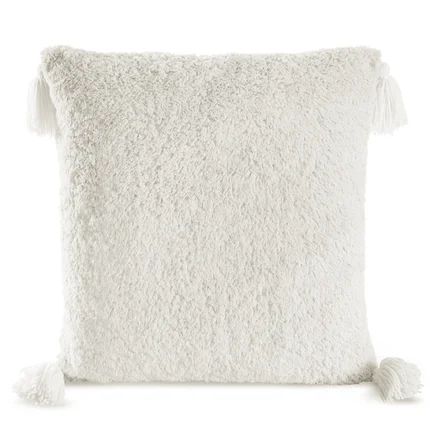 Poszewka ELDA o strukturze miękkiego futra z ozdobnymi chwostami Poszewka ELDA o strukturze miękkiego futra z ozdobnymi chwostami - 45 x 45 cm