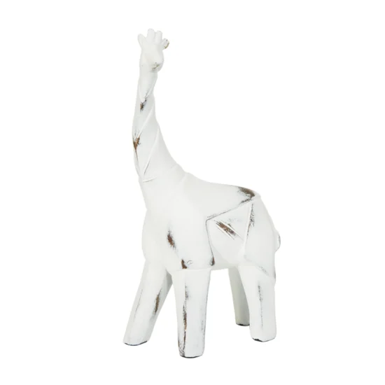 Figurka dekoracyjna żyrafa w stylu shabby chic o przecieranych brzegach - 11 x 7 x 25 cm - biały