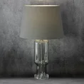 Lampa stołowa LILA na podstawie z przezroczystego szkła z abażurem z matowej tkaniny - 32 x 40 x 66 cm - popielaty 2